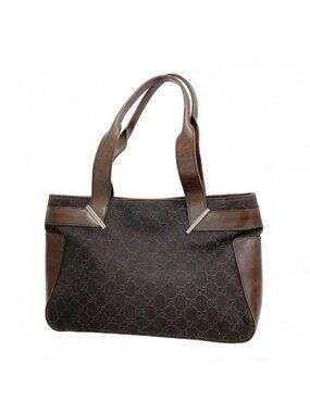 Gucci Handbag Denim Brown Silver